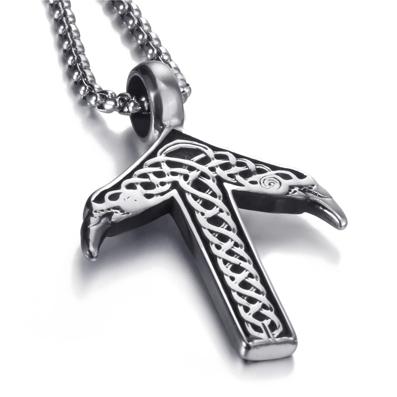 Elfasio Mens Stainless Steel Chain Viking text Silver Pendant with 45-90cm Necklace Jewelry | Украшения и аксессуары