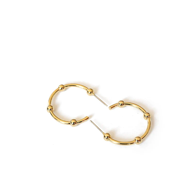 Женские крупные серьги-кольца GWACC золотистые круглые массивные серьги ювелирные