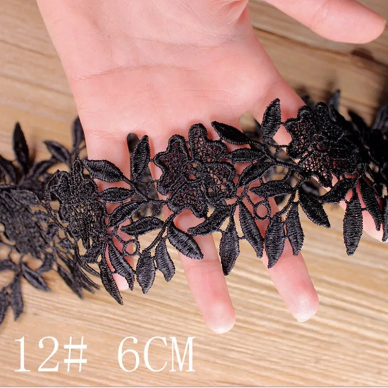 3 ярда Черная кружевная отделка фотополиэфир для платья одежды ожерелья домашний