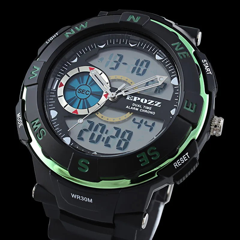 Бренд EPOZZ Мужские Цифровые спортивные часы 50 м водонепроницаемые противоударные