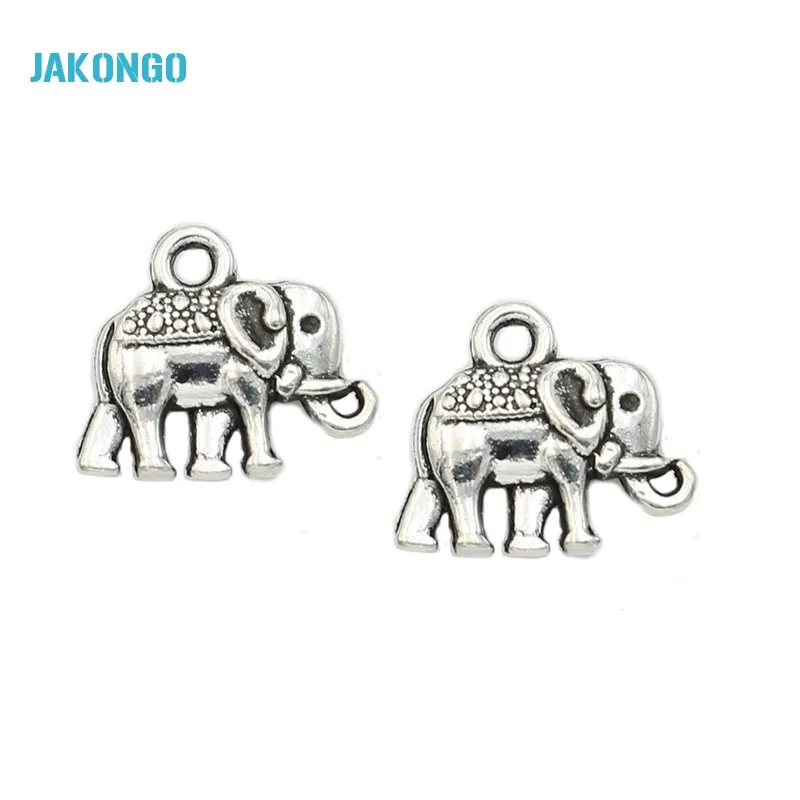 JAKONGO 25 шт. античное посеребрение Животные Слон Подвески для Европейского