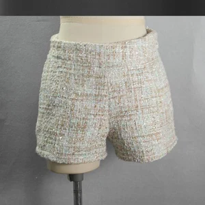 Шорты женские твидовые, осенне-зимние, тонкие, бежевые