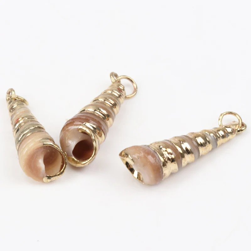 Подвеска в виде ракушки из натуральной спирали подвеска рандомная золотая