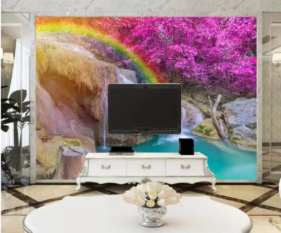 Радуга водопад озеро китайские фоны для фотографии с ТВ фон стены Современная