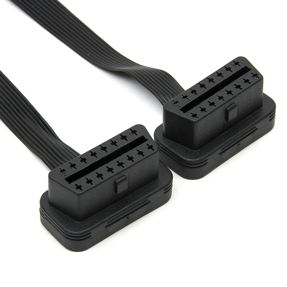 Лидер продаж! Плоский лист+ тонкий как лапша OBDII OBD 2 OBD2 16 Pin ELM327 Мужской Двойной Женский Y сплиттер локоть соединительный кабель