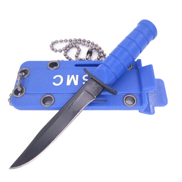 Blue Plain Портативное мини-ожерелье лезвие Фруктовый нож лагерь Открытый Поход Edc Карманный самоохотничий Выживание Защита Коробка письмо посылка открытие Открыватель - Color: Blue Plain