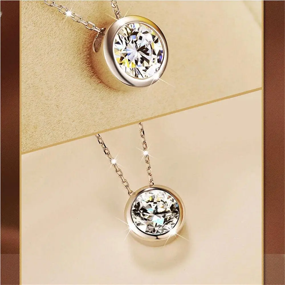 

Women's Fashion Necklace Round Single Crystal Rhinestone Pendant Jewelry Accessories
