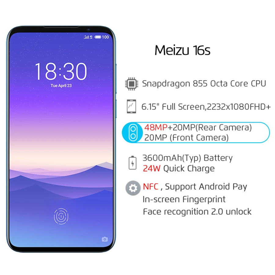 В наличии глобальная версия Meizu 16s 6GB 128GB Snapdragon 855 6 15 &quot48MP двойная камера AI
