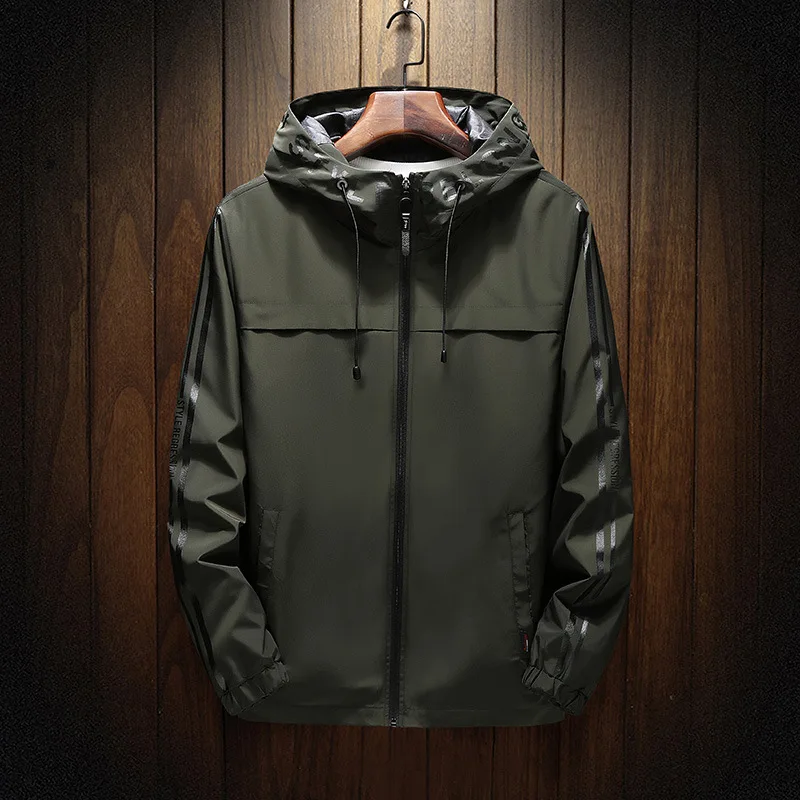 Men Jackets Spring Autumn Casual Bomber Jacket Male Zipper Slim Fit Hooded Coats Solid Striped Baseball Windbreaker | Мужская одежда