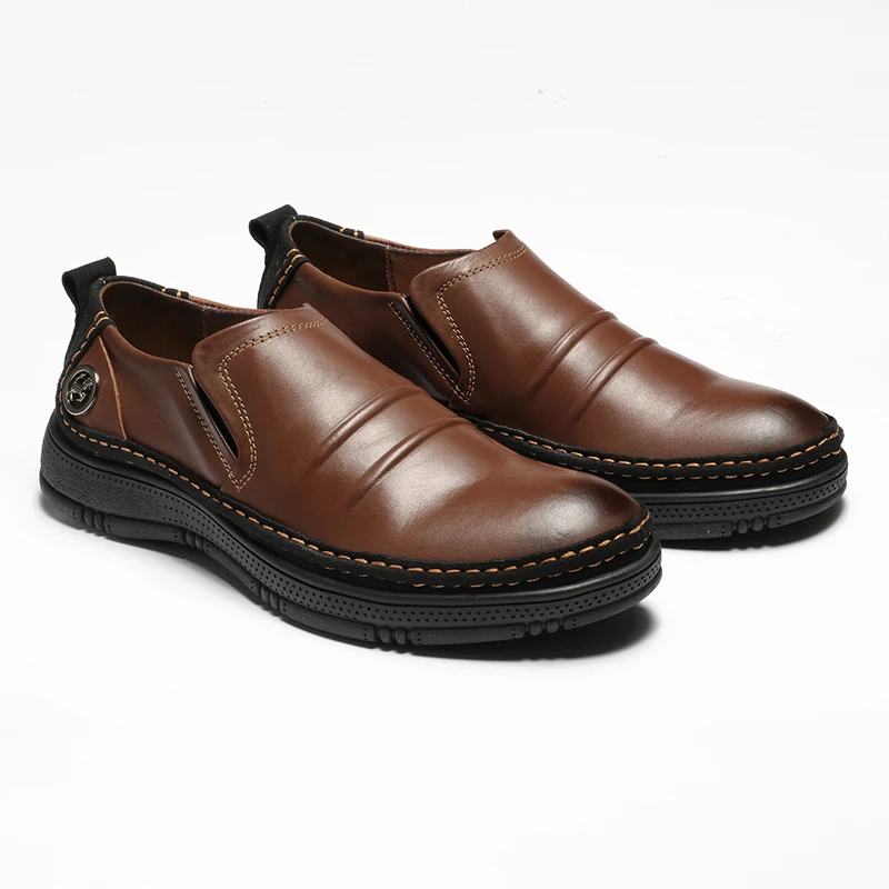 Мужские модельные туфли из кожи с натуральным лицевым покрытием удобные модные