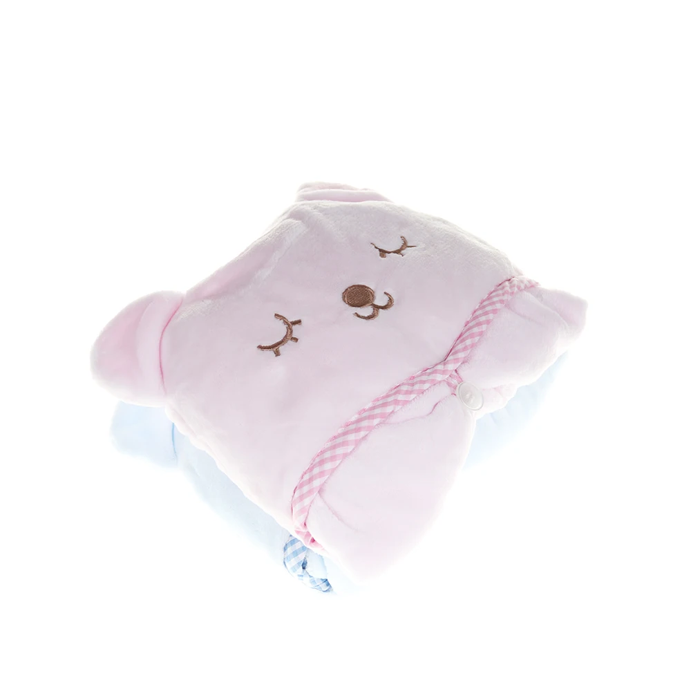 S 70x100cm Plush Gift For Newborn Baby Soft Warm Coral Fleece Animal Toy Head Blue Bear Pink Bearbedding And Swad