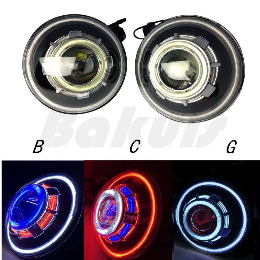 For HummerH1 7inch LED Starry Headlights with Devil Demon Halo Angel Eye for Jeep Wrangler 97-16 CJ | Car Headlight Assembly