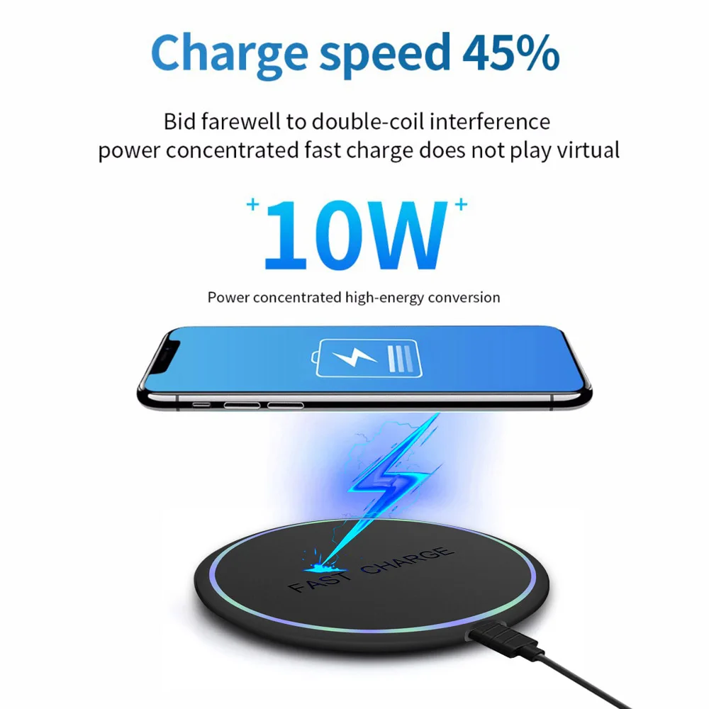 Беспроводное зарядное устройство DCAE Qi Quick Charge 3 0 10 Вт для iPhone 11 X XR XS 8 Samsung S10 S9 S8 Xiaomi