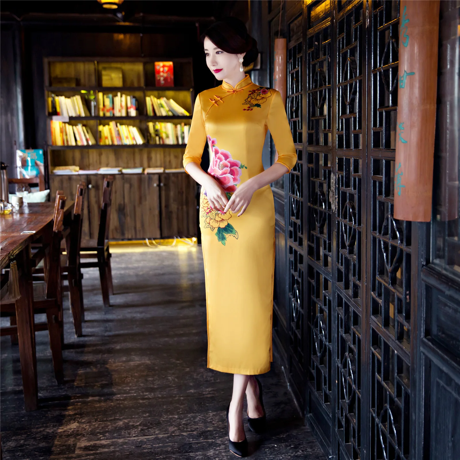 Китайские платья для женщин большие размеры вышивка стиль cheongsam qipao платье