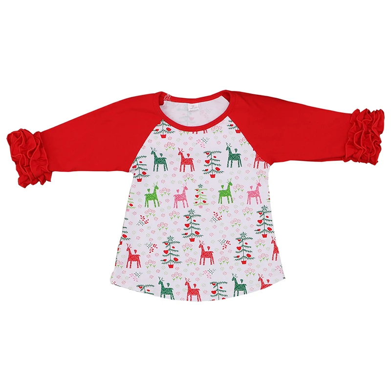 2017 одежда для маленьких девочек топ с оборками футболка реглан осенняя хлопковая