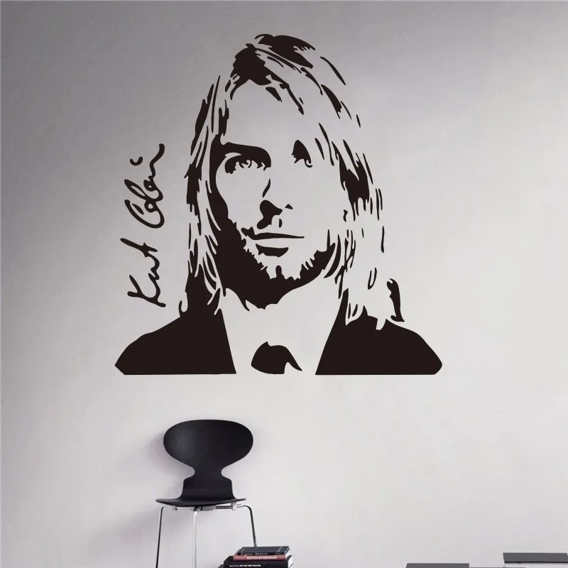 

Kurt Cobain Wall Decal Grunge Nirvana Vinyl Sticker Rock Star Singer Music Studio Decal Rock Wall Art Design Housewares
