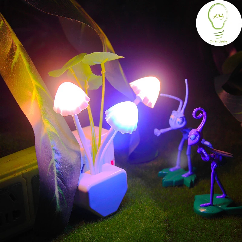 Novelty us &amp ес plug night light мечта гриб светодиодная лампа 3 светодиодов лампы привело