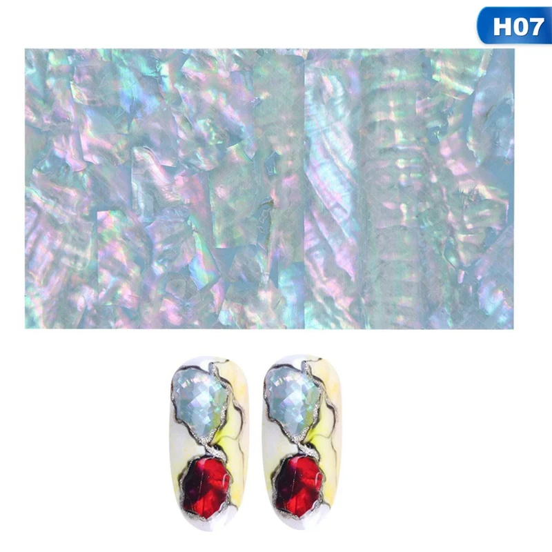 Лак для ногтей фольги 3D проблеск Abalone Shell узор клейкая оберточная бумага мрамор Русалка наклейки для ногтей украшения
