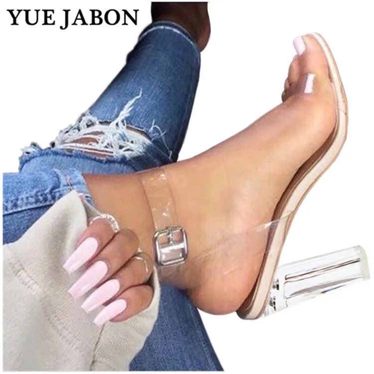 

2021 PVC Jelly Sandals Crystal Open Toed High Heels Women Transparent Heel Sandals Slippers Pumps Summer Sandal Shoes 11cm heels