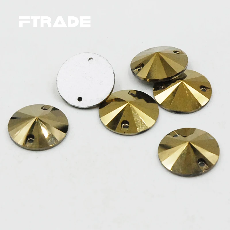 Высокое качество Золотой Гематит Цвет Круглые Пришивные стеклянные бусины с