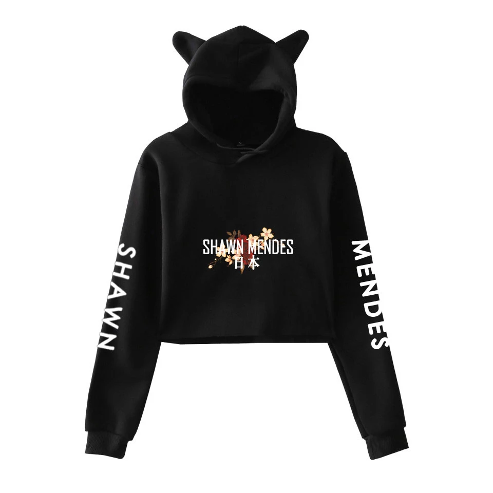 Толстовки Shawn Mendes короткий топ с длинным рукавом милая Женская одежда для девочек