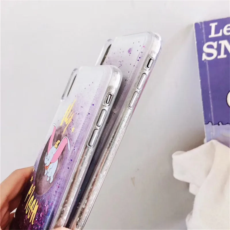 Мультфильм Луна слон Дамбо Жидкий чехол для samsung A50 A30 A10 M20 M10 J3 J4 J6 J8 A6 A7 A8 A9 S10 Lite S9 S8 плюс S7 край
