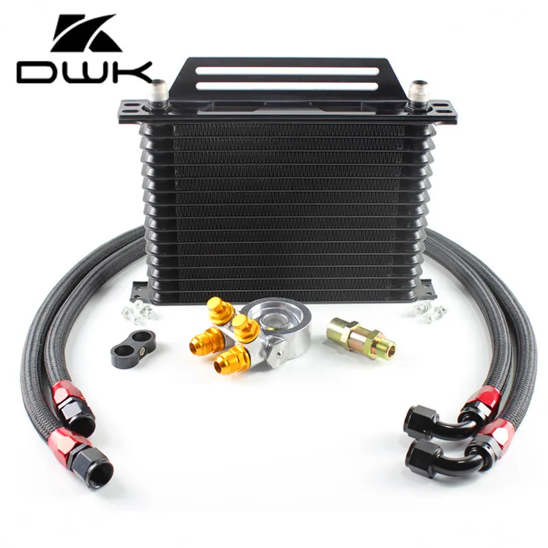 Universal 15 Row AN10 15Rows Oil Cooler Kits with GREX style thermostat open from 70-85deg Filter Adapter and bracket | Автомобили и