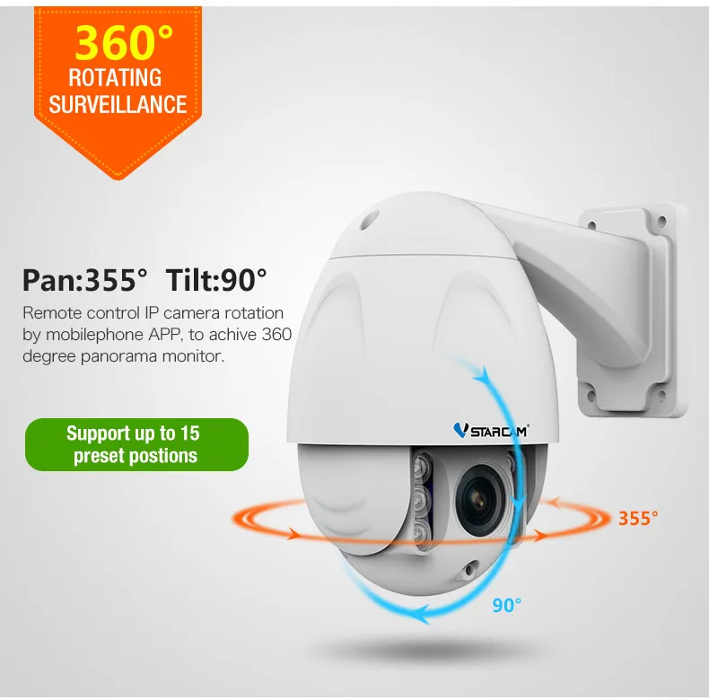 VStarcam Draadloze PTZ купольная IP камера для улицы 1080 P FHD 4X Zoom Cctv видео Netwerk наблюдения Beveiliging IP камера Wifi