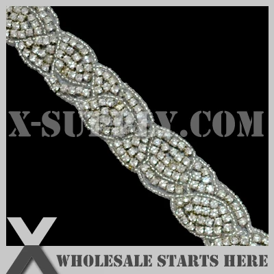 

Free Shipping Crystal Rhinestone Applique Bridal Trimming for Wedding Sash,Headband and Shoe