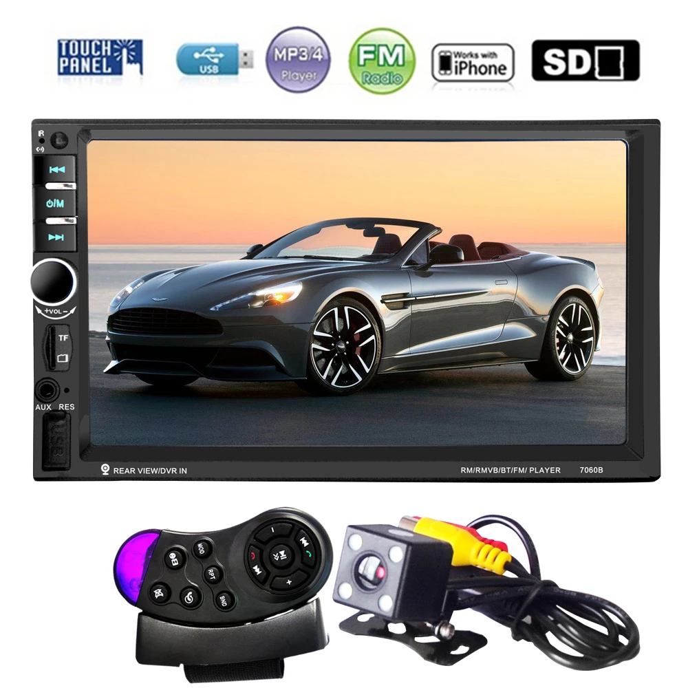 Автомагнитола 7060B 7 дюймовый MP4 плеер с Bluetooth TFT экраном 12 В AUX FM USB SD MMC для WMA MP5|screen