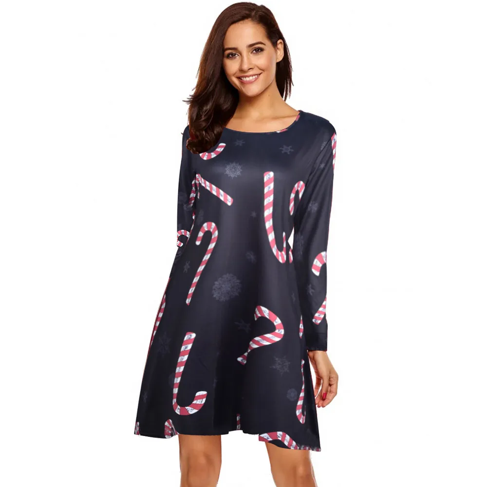 Рождественское женское вечернее платье с длинным рукавом А силуэта осенне