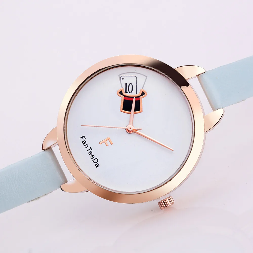 FanTeeDa женские часы с аналоговым сплавом Reloj hombre кожаный ремешок уникальные