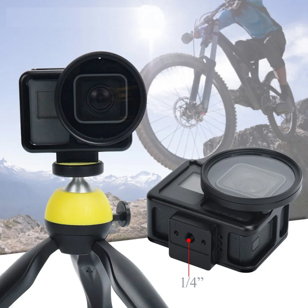 Protective Case For Gopro Hero7 Aluminum Housing Shell Cage Frame for Hero 7 Black Action Camera Accessories+ 52mm UV Lens | Электроника