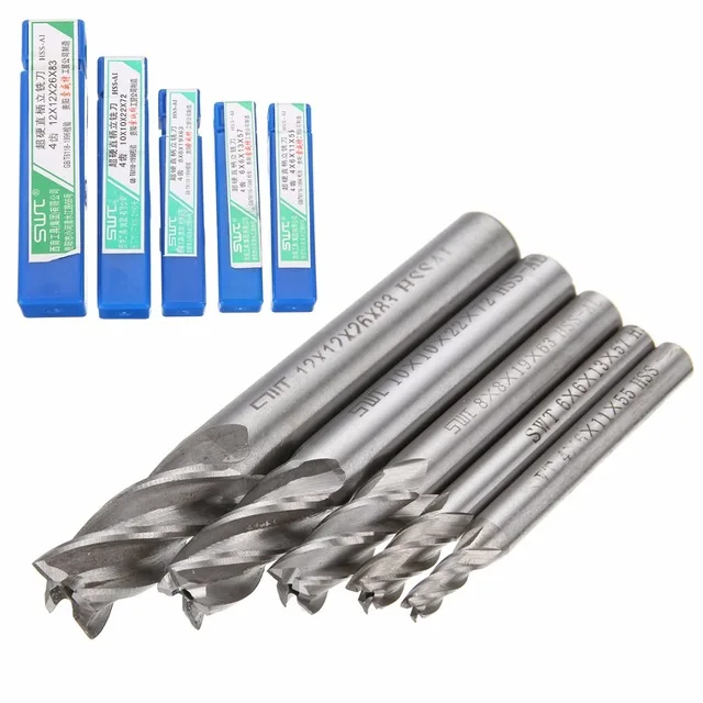 5 шт./компл. прямой хвостовик концевые фрезы 4 флейты сверла из быстрорежущей