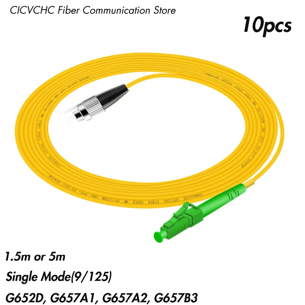 10pcs LC/APC-FC/UPC Fiber Patchcord-SM(9/125) G657B3, G657A2, G657A1, G652D-1.5m or 5m-3.0mm Cable / Jumper