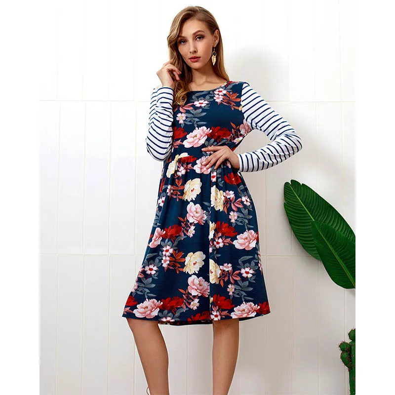 Платья длинное платье женское теплое осень зима мода 2018 большой размер хлопок с