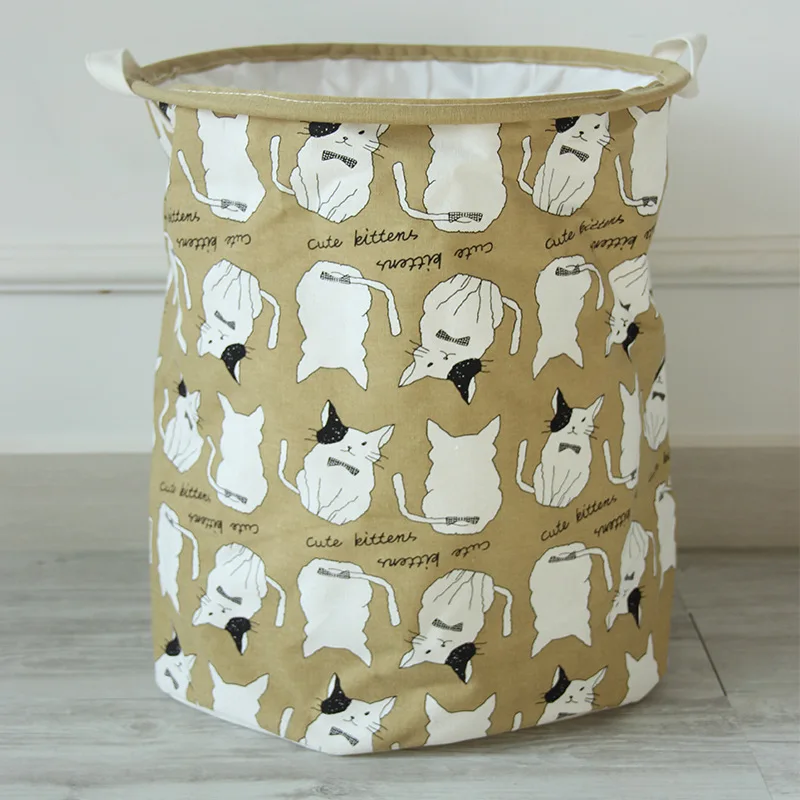 Корзина для хранения с рисунками полярных медведей и кроликов из хлопка льна 2017 |