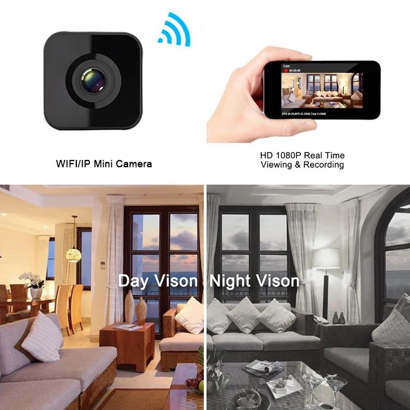 Мини Wifi IP камера инфракрасного ночного видения HD 1080P микро видеокамера для