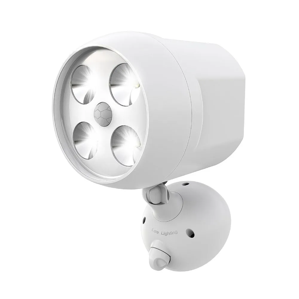 WHITE DCOO, 360 градусов, поворотный датчик движения, прожектор IP65, водонепроницаемый, 4LED, для улицы, освещение на батарейках, лампа для безопасности, для стены - Испускаемый цвет: WHITE