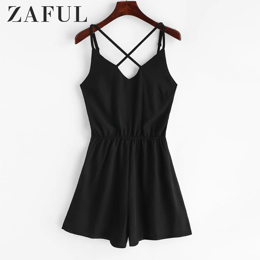 ZAFUL Одноцветный крест накрест эластичный пояс комбинезон на бретельках без