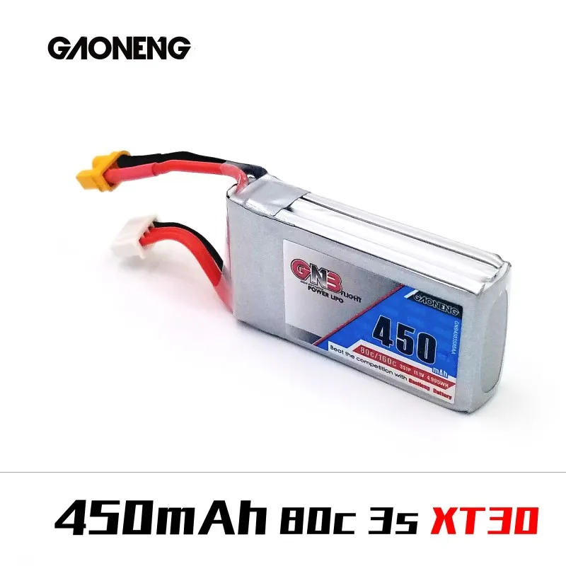 2 шт Gaoneng GNB 450mAh 11,1 V 80C/160C 3S Lipo батарея JST XT30 разъем для lizzard95 torent 110 FPV гоночный Дрон RC Квадрокоптер