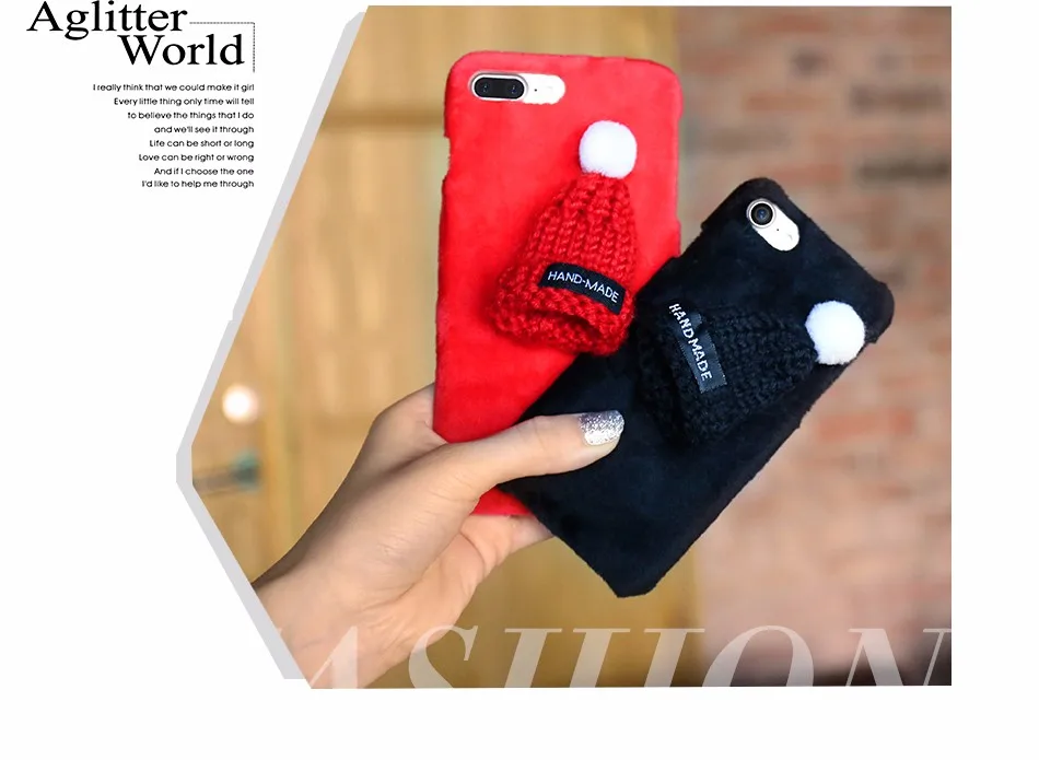 KISSCASE прекрасный Мех Чехол для iPhone 5 5S SE 3D шляпа Жесткий Чехол для iPhone 7 8 6 6S плюс 7 Новогодние товары случае теплые зимние Интимные аксессуары чехол на айфон 6 5s 5 se 7 8 чехлы на айфон 6 6s 7 5s 5 se 8