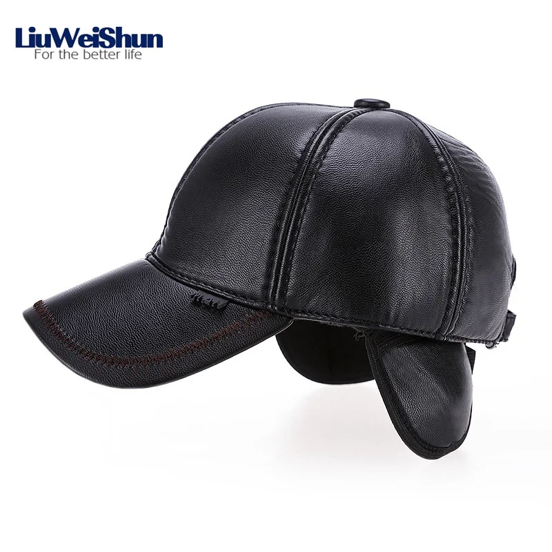 LIUWEISHUN зимние кожаные бейсболки для мужчин Snapback Dad Шапка с ушками Bone Gorras
