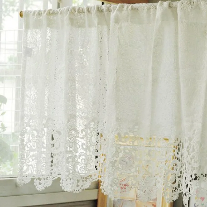 Бесплатная доставка растворимая сетчатая кружевная Красивая кофейная занавеска