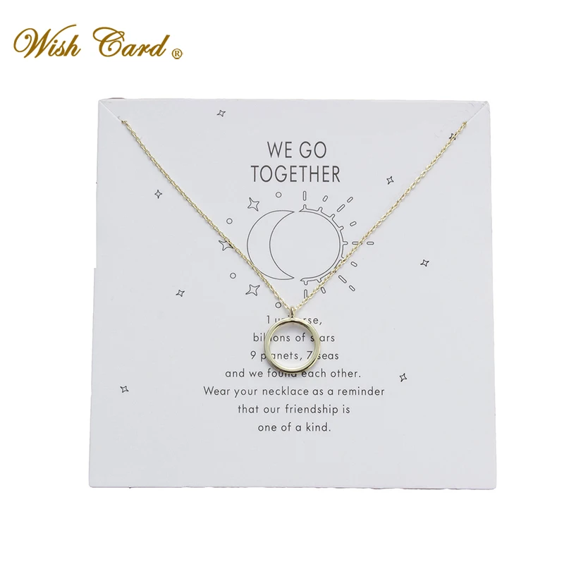 Золотая простая Подвеска-кольцо с изображением пожеланий медное ожерелье