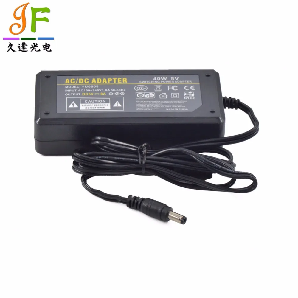 5V 8A 40W адаптер трансформатор источник питания для APA102 WS2812B WS2801 Светодиодная лента