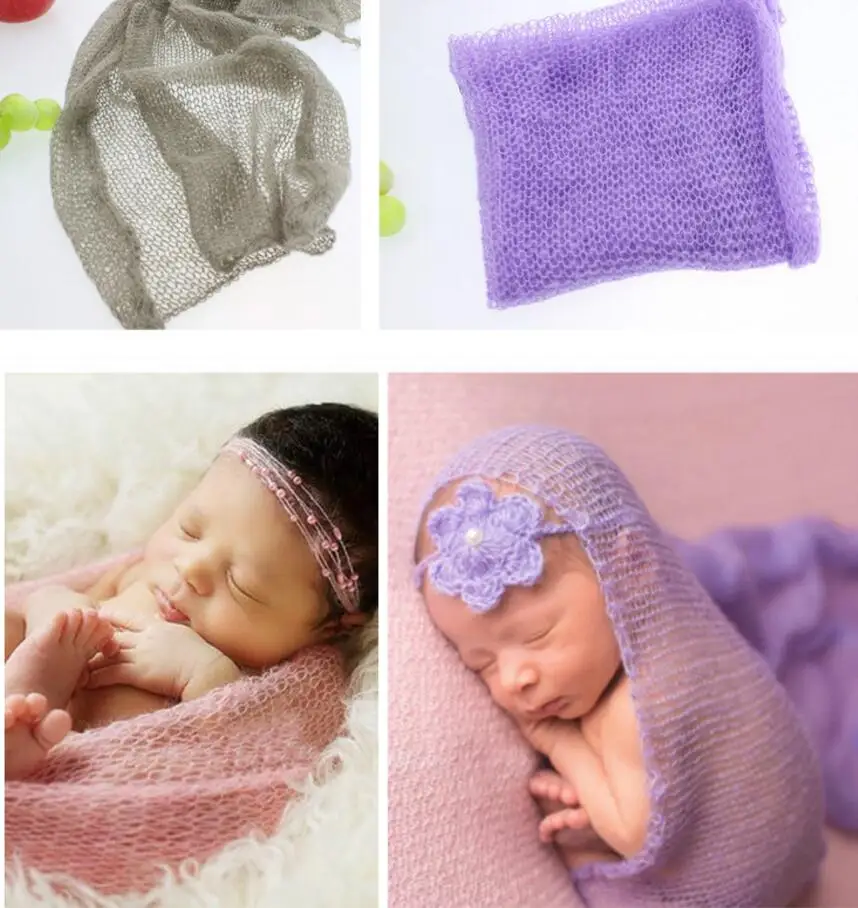 Stretch Knit Wraps Mohair Newborn Photography Props Baby Boy Infant Blanket Unisex Cotton Soft Photo Wrap Cloth Accessories | Детская