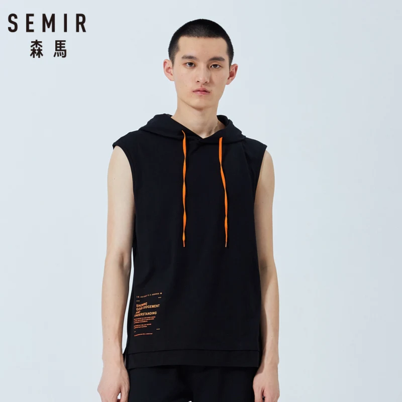 Мужская спортивная жилетка SEMIR жилет без рукавов с капюшоном и принтом Новинка