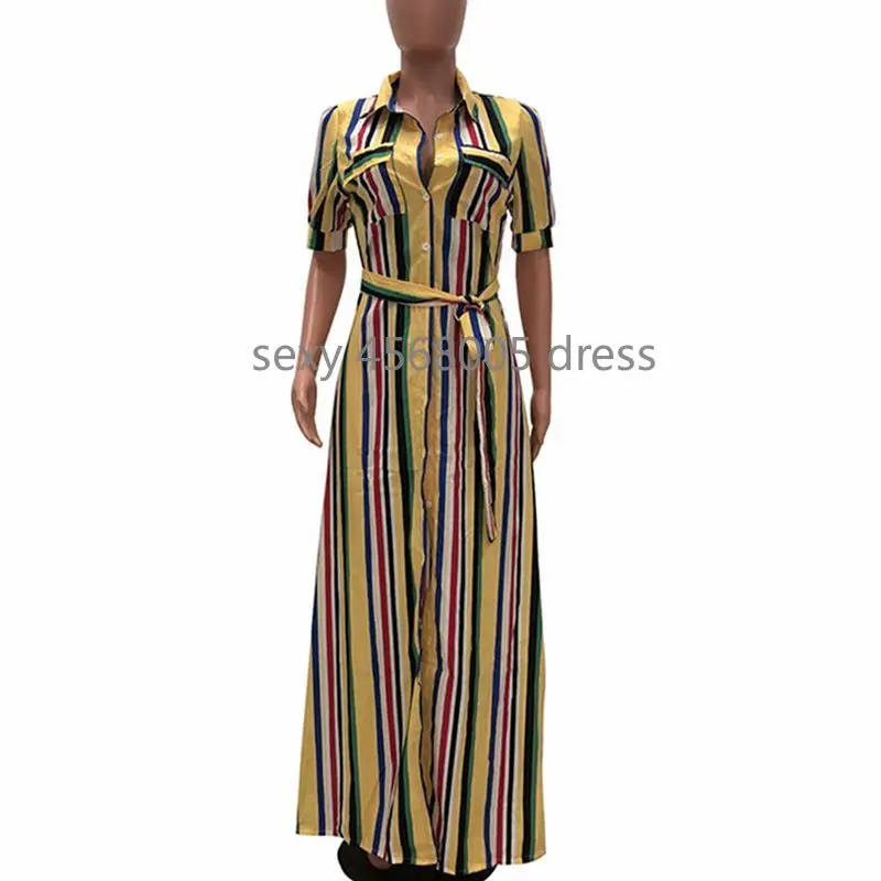 Осенние африканские платья для женщин robe femme africain длинная полосатая рубашка