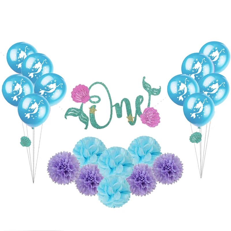 1 комплект принадлежности для темы русалки набор шаров блеск Русалка с днем